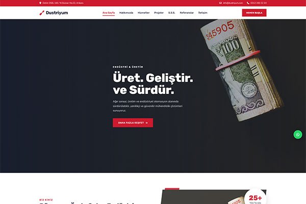 Dustriyum Sanayi İmalat – Tek Sayfa Site