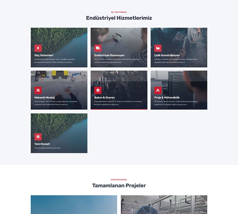 Dustriyum Sanayi İmalat – Tek Sayfa Site