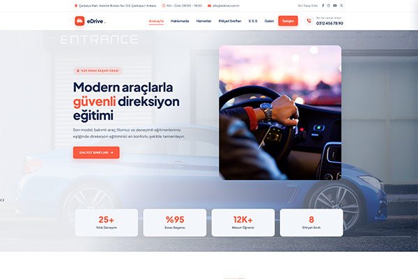 Edrive Sürücü Kursu – Çoklu Sayfa Site