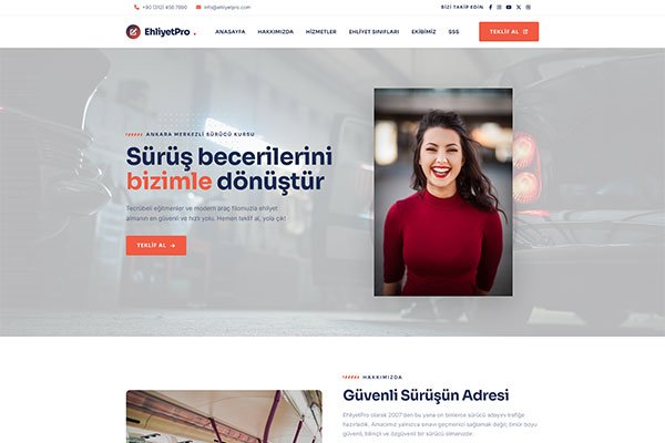 EhliyetPro Sürücü Kursu – Tek Sayfa Site