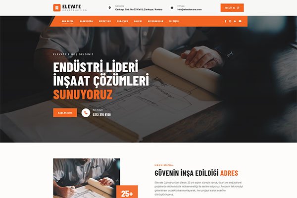 Elevate İnşaat – Çoklu Sayfa Site