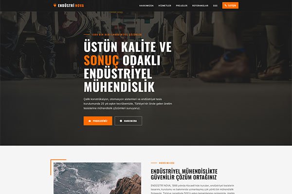 Endüstri Nova Sanayi İmalat – Tek Sayfa Site