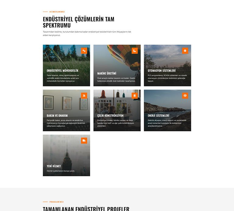 Endüstri Nova Sanayi İmalat – Tek Sayfa Site