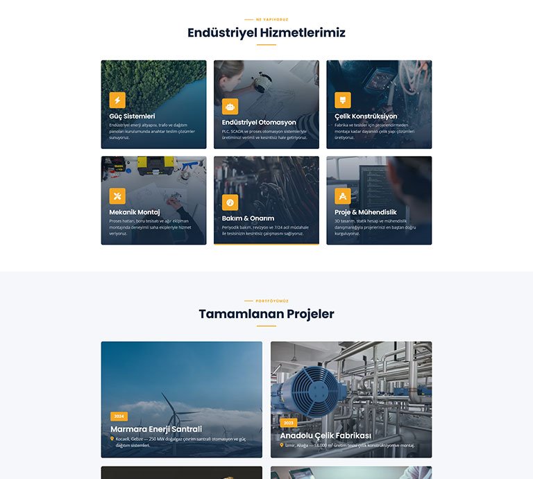 EndüstriX Sanayi İmalat – Tek Sayfa Site