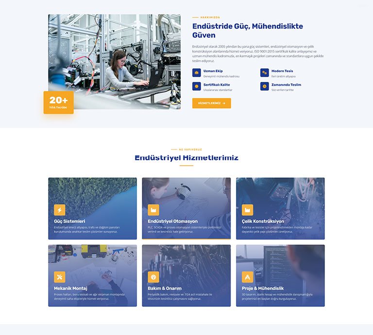Endüstriyel Sanayi İmalat – Tek Sayfa Site