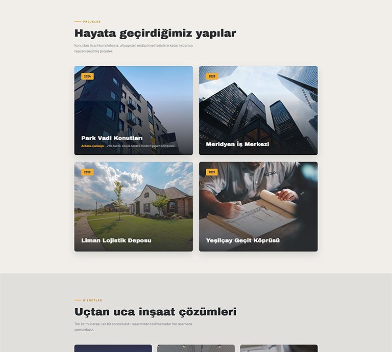 Engin İnşaat – Tek Sayfa Site