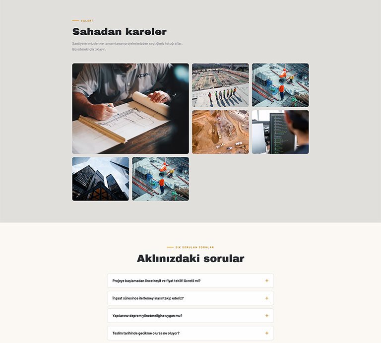 Engin İnşaat – Tek Sayfa Site