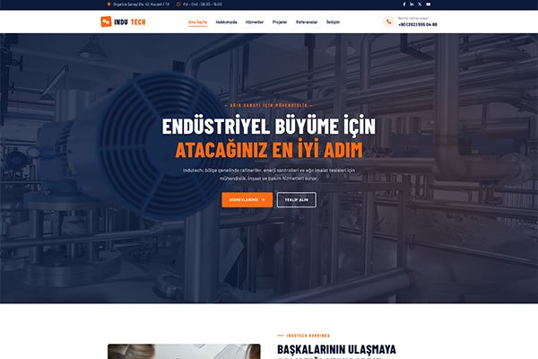 Indutech 2 Sanayi İmalat – Tek Sayfa Site