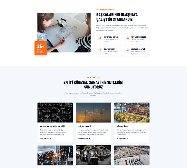 Indutech 2 Sanayi İmalat – Tek Sayfa Site