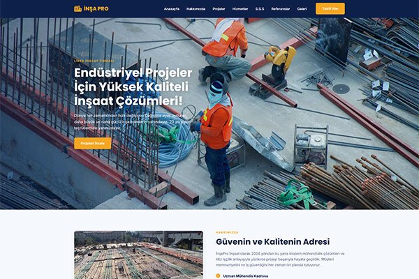 İnşaPro İnşaat – Tek Sayfa Site