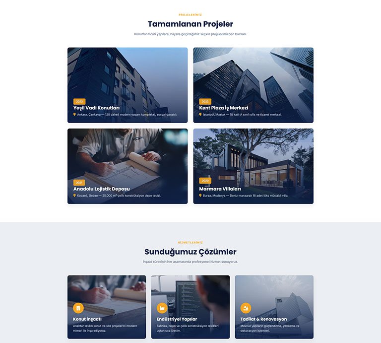 İnşaPro İnşaat – Tek Sayfa Site