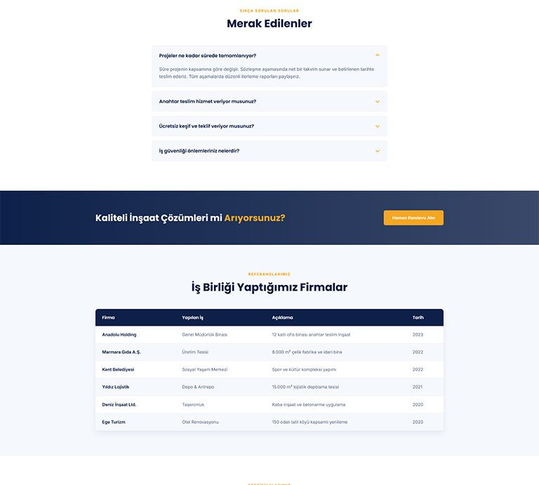 İnşaPro İnşaat – Tek Sayfa Site