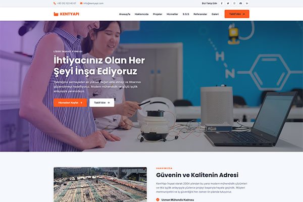 Kent Yapı İnşaat – Tek Sayfa Site