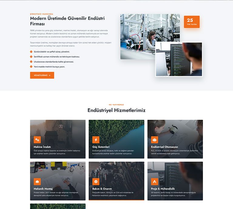 Manufeks Sanayi İmalat – Tek Sayfa Site