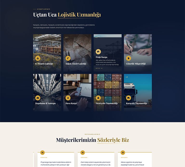 Marex Lojistik – Çoklu Sayfa Site