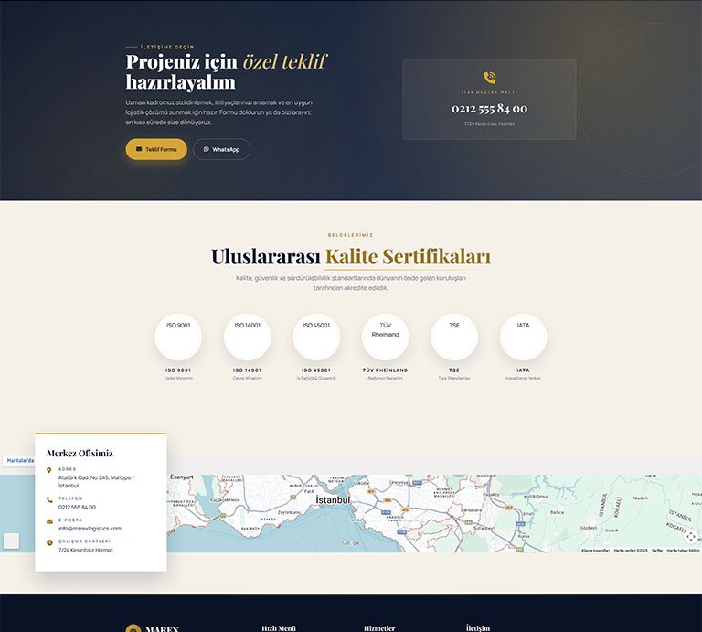 Marex Lojistik – Çoklu Sayfa Site