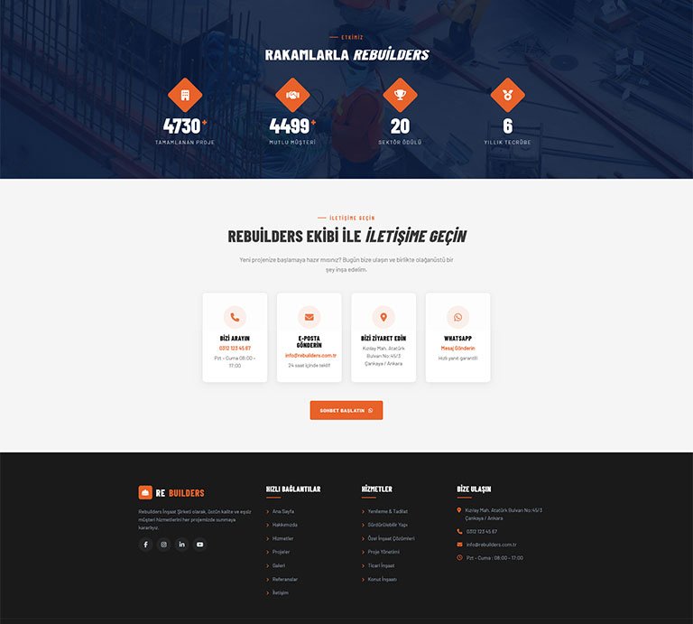 Rebuilders İnşaat – Çoklu Sayfa Site