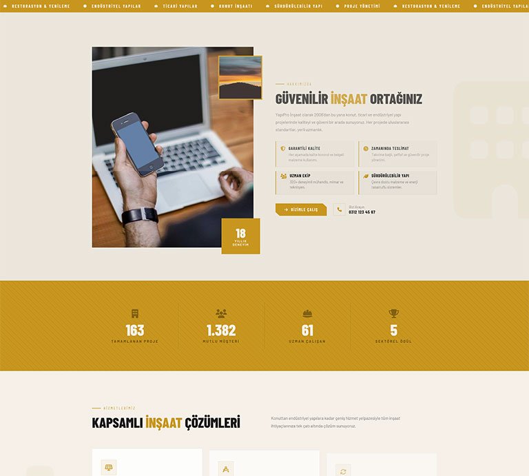 Yapıpro İnşaat – Çoklu Sayfa Site