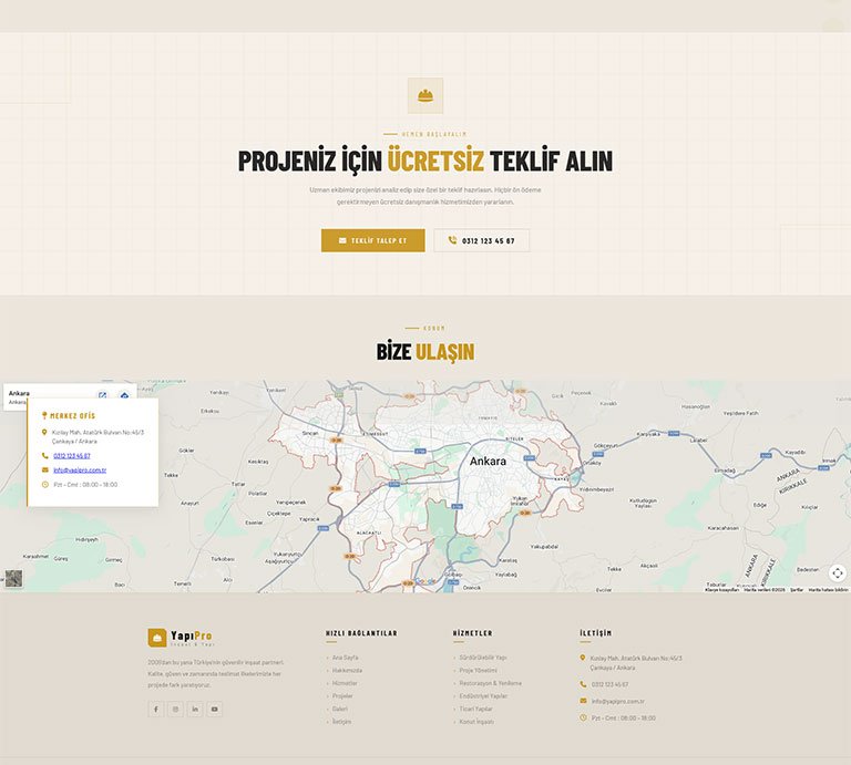Yapıpro İnşaat – Çoklu Sayfa Site