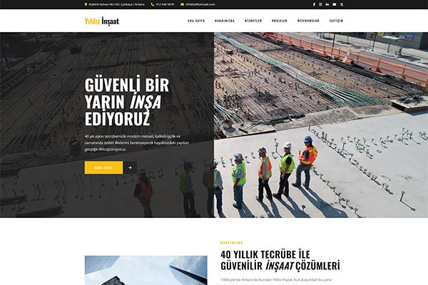 Yıldız İnşaat – Çoklu Sayfa Site