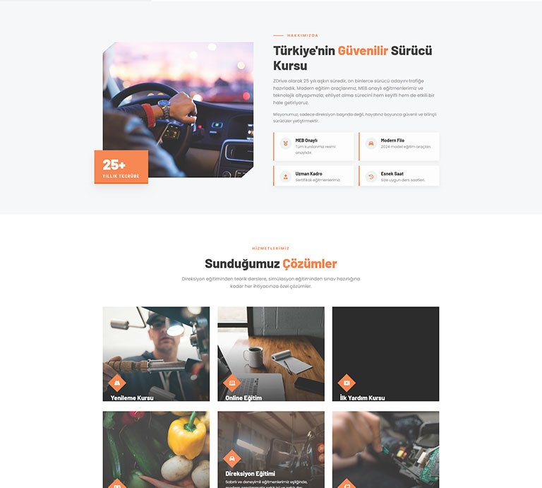 Zdrive Sürücü Kursu – Çoklu Sayfa Site
